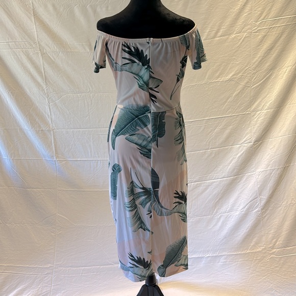Sidefeel Off The Shoulder Floral Print Ruched Bodycon High Slit Dress - Picture 5 of 6